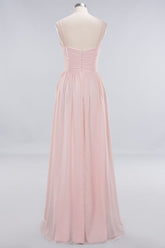 Sheer Spaghetti Straps aline Prom Dresses | Simple Chiffon Sleeveless Evening Dresses